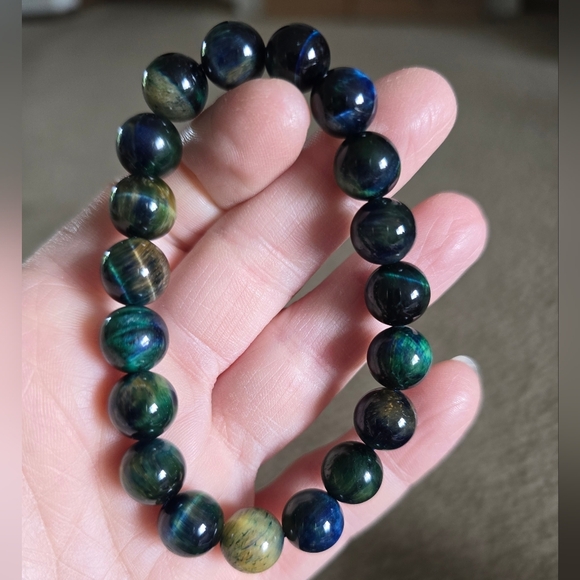 AAA Tigers Eye Bracelet Blue Green ON SALE - Picture 7 of 8